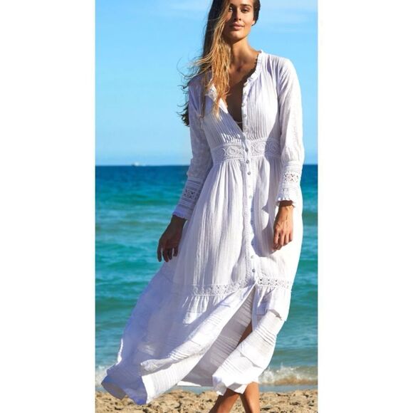 ASPIGA Audrey Lace Maxi Dress in White/ Size XL / NWT - Picture 4 of 6